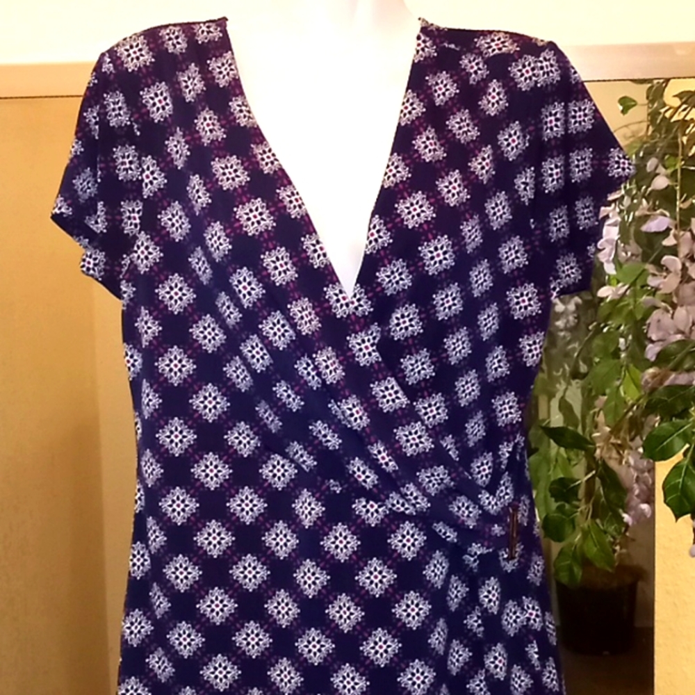 Charter Club Printed Surplice Wrap Top